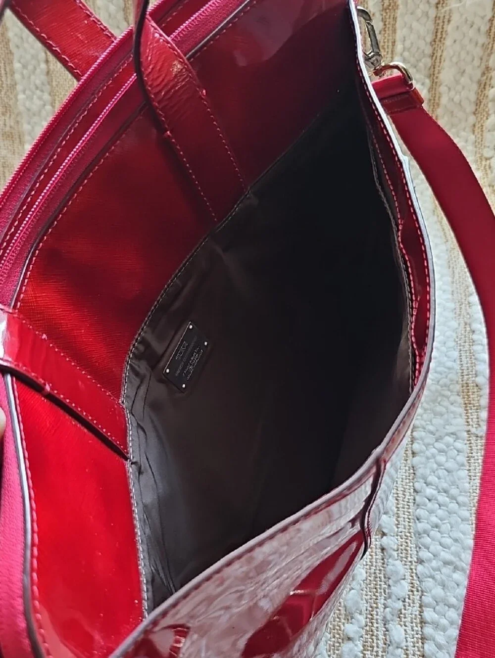 Tumi Candy Apple Red Patent Laptop Briefcase